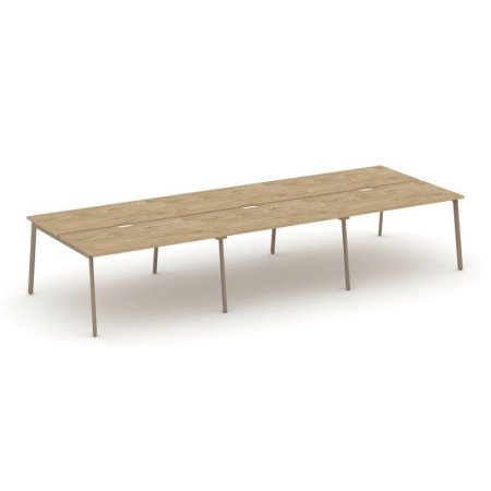 Рабочая станция 6 мест ES.D.RS-6.3-VP (4140х1500х750) (Тиквуд Светлый/Металл Латте)