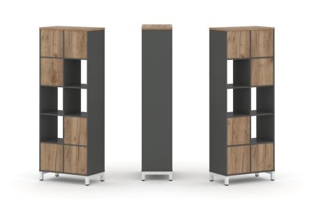 Набор стеллажа 1 сторонний, 5 ярусов SN.NS-521 (754х400х1982) (Антрацит/Дуб Табак/Металл Белый)