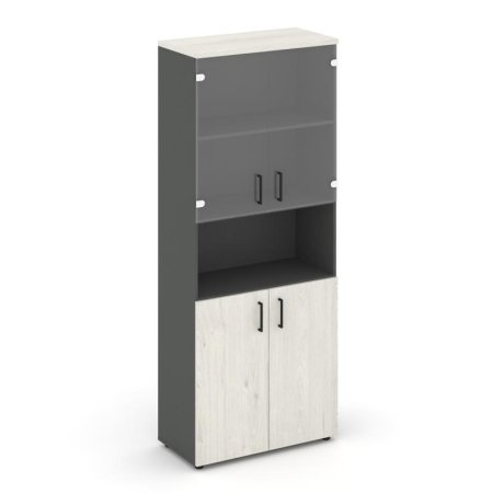 Шкаф высокий широкий SN.STS-105 (796х400х1982) (Антрацит/Дуб Наварра/Прозрачный)