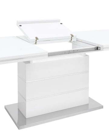 Стол обеденный Глазго раскладной 160-215*90 глянцевый белый (Стол обеденный Глазго белый)