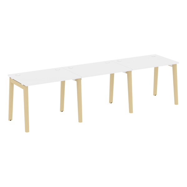 Рабочая станция на деревянных опорах Onix Wood OW.RS-3.1.7 2940x720x750 (Белый Бриллиант/Дуб Светлый)