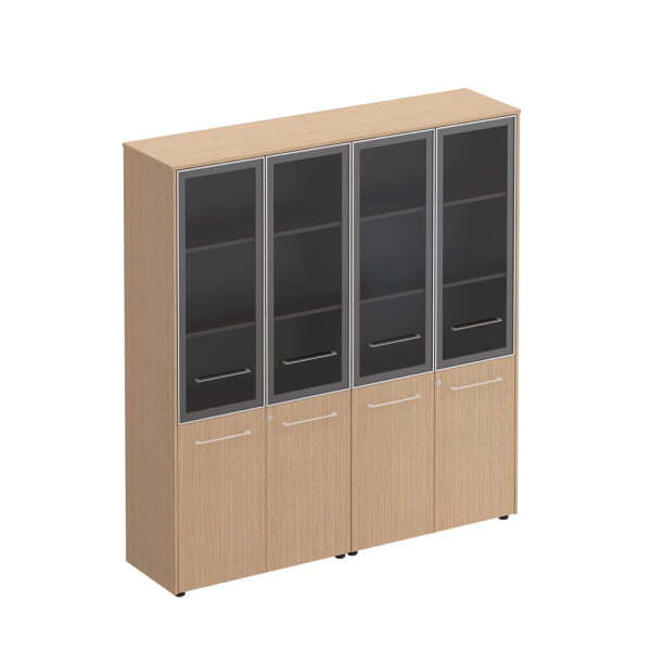 Шкаф комбинированный высокий (стекло + стекло) Reventon МЕ 360 1840x460x1960 (Зебрано песочный)