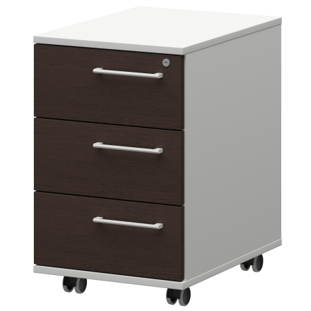 Тумба мобильная/подвесная левая Кортез KZT-61L 416x568x648 (Дуб венге/Белый)