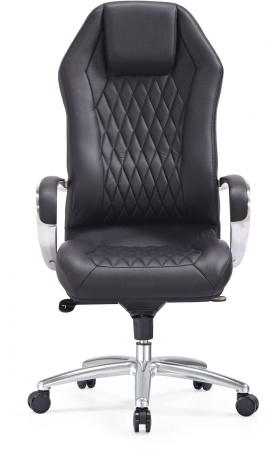 Кресло руководителя _Aura черный кожа крестов. алюминий (Черный)