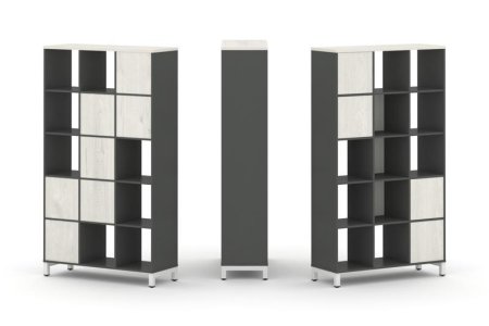 Набор стеллажа 1 сторонний, 5 ярусов SN.NS-531 (1121х400х1982) (Антрацит/Дуб Наварра/Металл Белый)