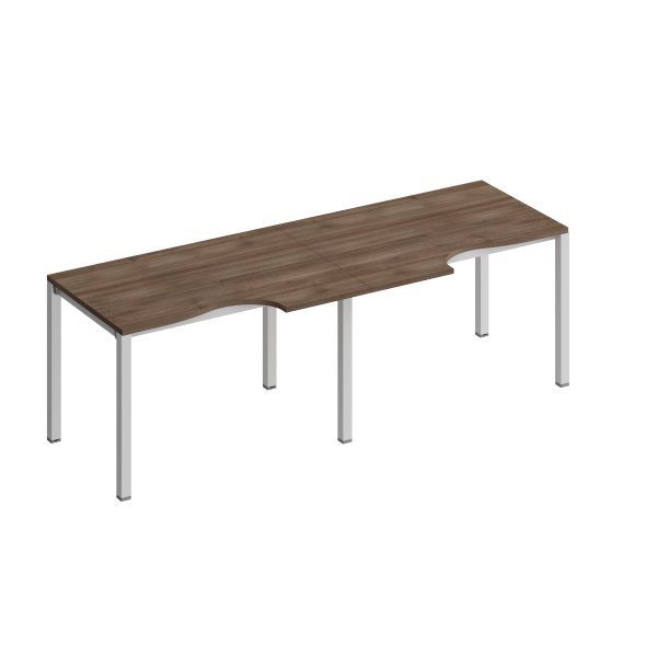 Рабочая станция со столами эргоном. на металлокаркасе КФ (2х120) Комфорт КФ К.1135-2 2400x900x750 (Дуб шамони темныйСерый)