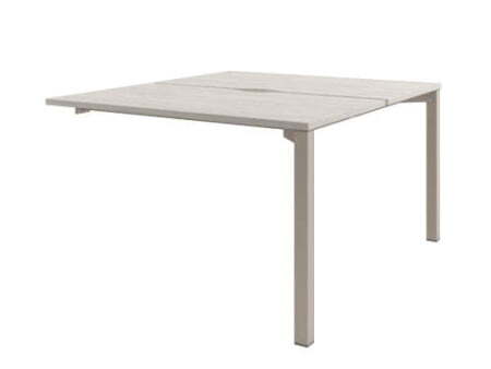 Стол-тандем на металлокаркасе, конечная секция Solution D-403 1200x1432x750 (Акация Морава/КашемирБежевый)