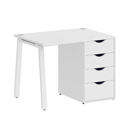 Стол письменный VR.SP-3-98.4.A 980x720x750 (Белый Бриллиант/Белый Металл)