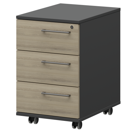 Тумба мобильная/подвесная левая Кортез KZT-61L 416x568x648 (Кронберг/Графит)