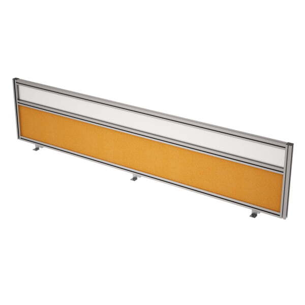 9БТС.0418.6 Барьер из ткани и стекла в алюминиевом профиле, фронтальный (1800x29x400) (Orange/стекло матовое)