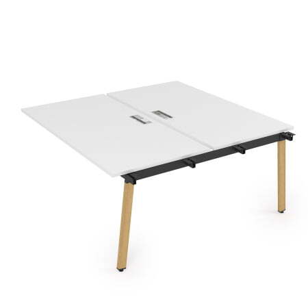 10БДС.289 Стол системы Бенч, сдвоенный, на 2 рабочих места - средний (1400x1635x750) (Белый премиумIron Wood)