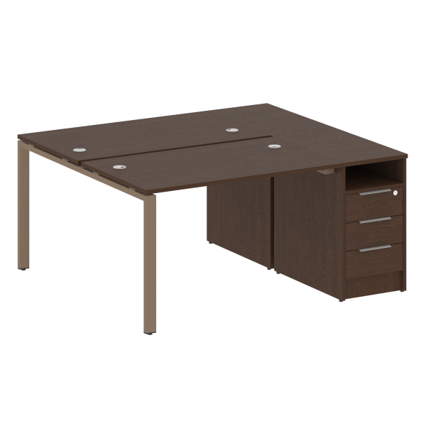 Рабочая станция с опорной тумбой Metal System Style БП.РС-СТП-2.2 1612x1475x750 (Венге Цаво/Мокко металл)