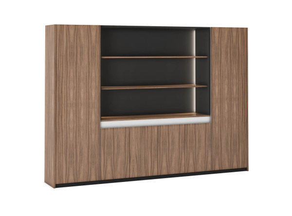 Модульный высокий шкаф GALAXY GL2820 (2800х420х2000) (Шпон Грецкого ореха TA23YA)