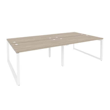 Рабочая станция на О-образном м/к Onix O.MO-D.RS-4.3.7 2760x1475x750 (Дуб Аттик/Белый Металл)