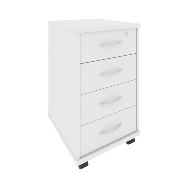 Тумба подкатная 4 ящ. фолдинг в комплекте Riva А.ТМ-4F 420x450x708 (Белый)