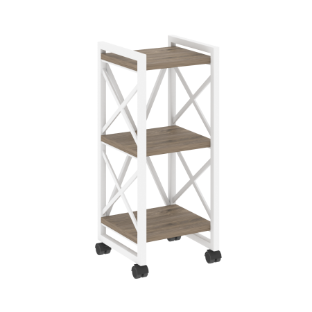 Стеллаж на колесных опорах-3 полки VR.L-MST.K-3.4 400x400x968 (Тиквуд Темный/Белый металл)