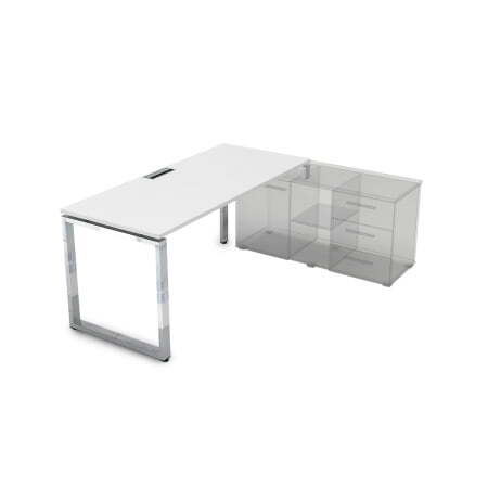 Стол рабочий, прямолинейный, правый Gloss НСТП-О.985 1800x800x750 (Белый премиумХром)
