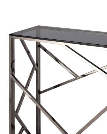 Консоль АРТ ДЕКО 115*30 стекло smoke сталь тёмный хром (Консоль Арт Деко черный)