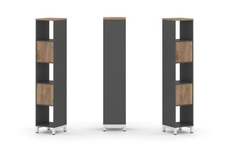 Набор стеллажа 1 сторонний, 5 ярусов SN.NS-511 (387х400х1982) (Антрацит/Дуб Табак/Металл Белый)