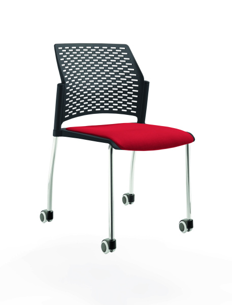 Стул на 4 ногах и колёсах Rewind ЦБ-00016957 Красный/Черный (Красный/Черный)
