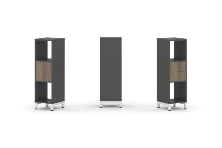 Набор стеллажа 1 сторонний, 3 яруса SN.NS-311 (387х400х1248) (Антрацит/Вяз Благородный/Металл Белый)