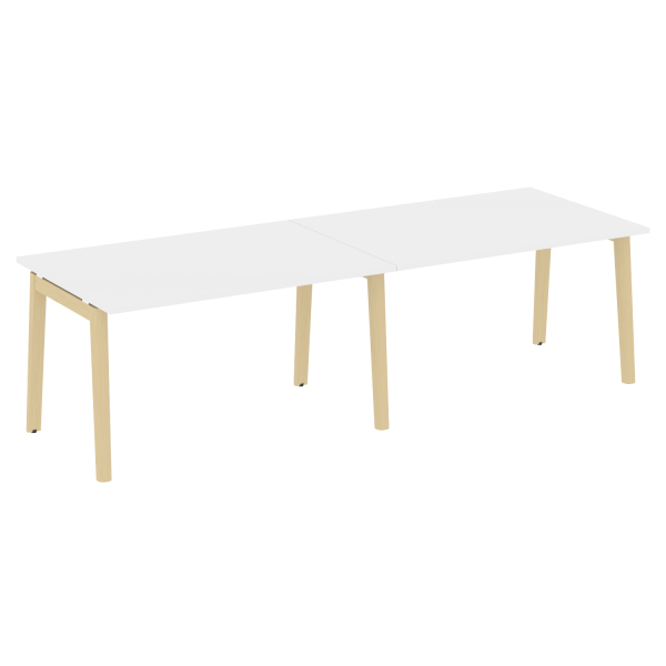 Стол переговорный на деревянных опорах Onix Wood OW.PRG-2.3 2760x980x750 (Белый Бриллиант/Дуб Светлый)