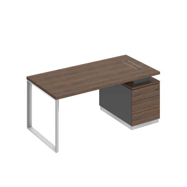 Стол руководителя на опорной тумбе правый Bravo БР 103 1800x900x750 (Дуб гладстоун / Антрацит премиум / Дуб гладстоунСерый)