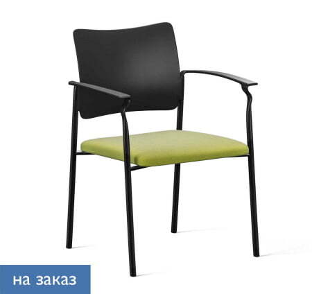 PINKO_black Кресло на 4-х опорах с подлокотниками (Черный/Зеленый/Черный)