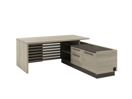 Стол с опорной тумбой, правый Vestar Z-218пр.1000 1800x2030x750 (Дуб Галифакс белый/Бетон Чикаго)