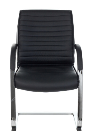 Кресло T-8010N-LOW-V черный Leather Black эко.кожа низк.спин. полозья металл хром (Черный)