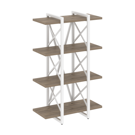 Стеллаж на регулируемых опорах-4 полки VR.L-MST.O-4.4V 800x400x1280 (Тиквуд Темный/Белый металл)