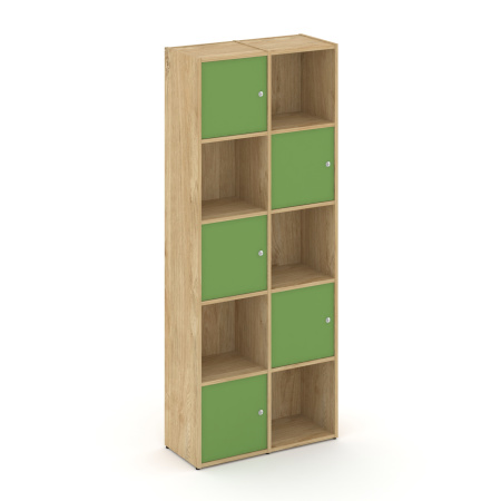 Стеллаж Locker Plus LK.K-008 798x350x1983 (Тиквуд Светлый | Зеленый)