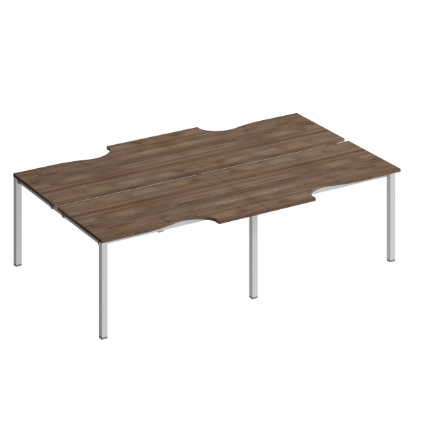 Рабочая станция со столами эргоном. на металлокаркасе КФ (4х140) Комфорт КФ К.1149-2 2800x1840x750 (Дуб шамони темныйСерый)