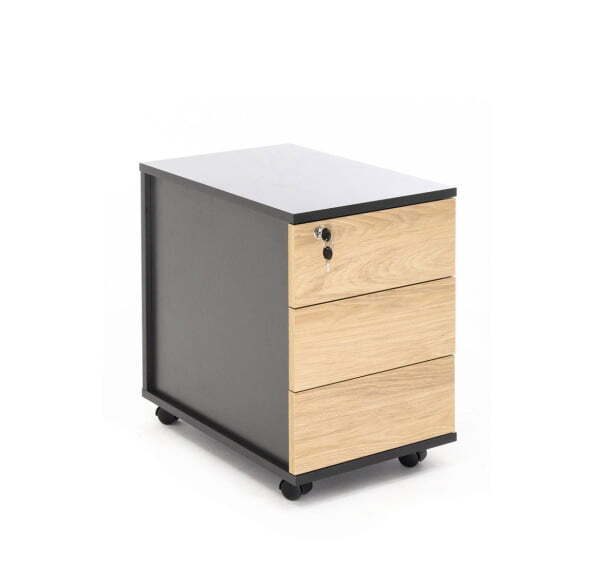 FLEX Тумба узкая подкатная 3 ящика (Гикори Графит)