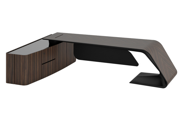 Стол письменный левый BUGATTI 306х240 (3060х2400х760) (Эбеновое дерево M-EB-02C)