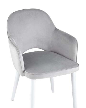 Стул Венера велюр серый ножки белые (Стул Венера серебристый)