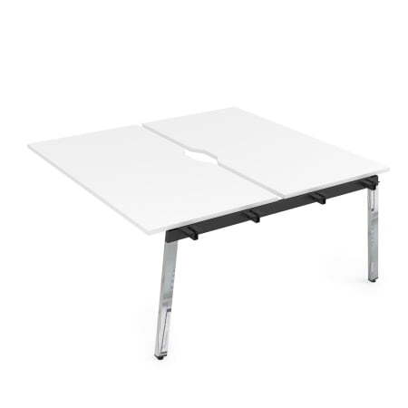 10БДСВ.268 Стол системы Бенч с вырезом, сдвоенный, на 2 рабочих места - средний (1200x1235x750) (Белый премиум/Глянец металл)