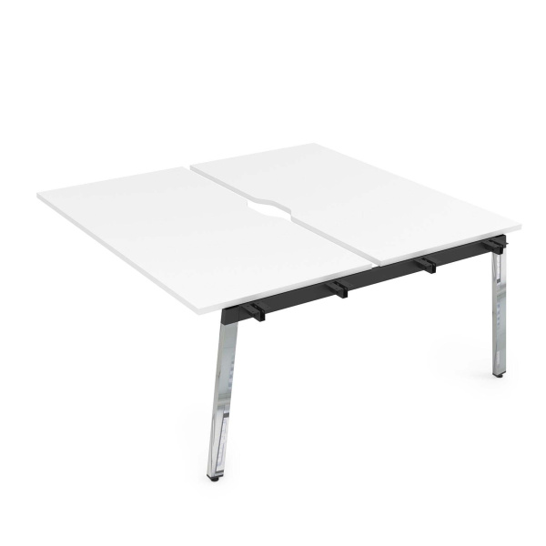 10БДСВ.278 Стол системы Бенч с вырезом, сдвоенный, на 2 рабочих места - средний (1200x1435x750) (Белый премиум/Глянец металл)