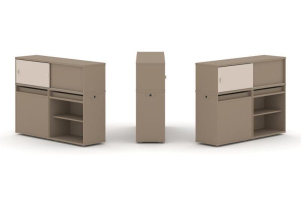 Тумба двойная + низкая надставка ES.NB.2N-14 (1500х410х1135) (Латте/Капучино)