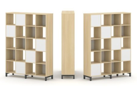 Набор стеллажа 2-х сторонний, 5 ярусов SN.NSD-541 (1488х400х1982) (Акация Лорка/Белый/Металл Антрацит)