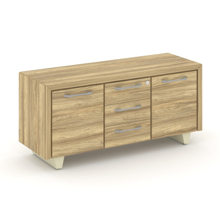 Греденция большая Corner COR.GRB (1296x450x600) (Гикори Песочный-Ваниль | Металл Ваниль)