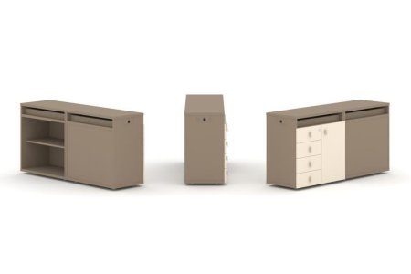 Тумба двойная + топ ES.NB.2T-4 (1500х410х750) (Латте/Сатин)