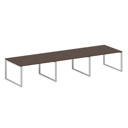 Переговорный стол 3 столешницы Metal System Style БО.ПРГ-3.3 4200x1235x750 (Венге Цаво/Серый металл)