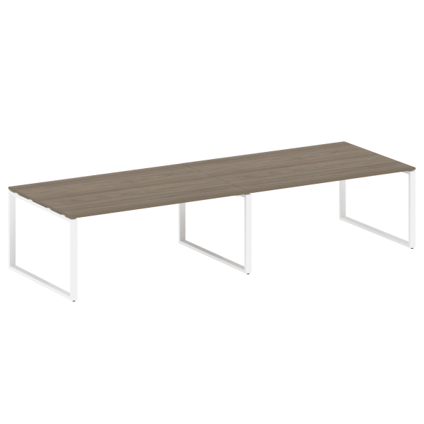 Переговорный стол 2 столешницы Metal System Style БО.ПРГ-2.5 3600x1235x750 (Вяз/Белый металл)