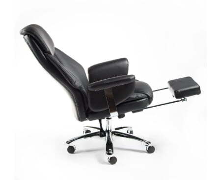 Кресло офисное / Парламент / (black) сталь + хром / черная кожа (Черный)