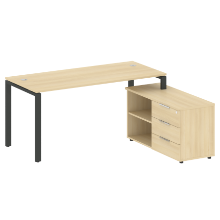 Рабочая станция с опорной тумбой правая Metal System Style БП.РС-СТС-2.4 Пр 1700x1520x750 (Акация/Антрацит металл)