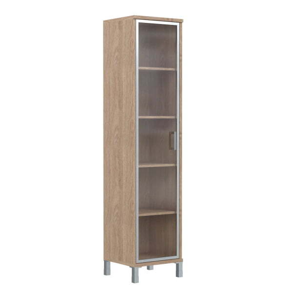 Шкаф узкий, стекло в AL раме, правая Born B-431.8 R 475x450x2054 (Дуб Девон)