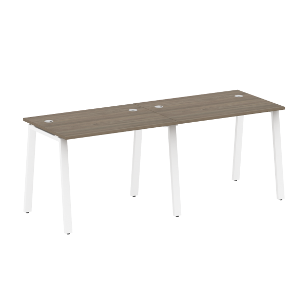 Рабочая станция на 2 рабочих места на А-образном м/к Metal System Style БА.СМ-2.1 2000x720x750 (Вяз/Белый металл)