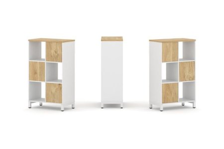 Набор стеллажа 1 сторонний, 3 яруса SN.NS-321 (754х400х1248) (Белый/Тиквуд Светлый/Металл Белый)