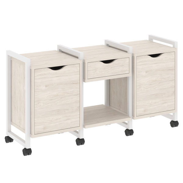 Тумба на колесных опорах наборная VR.L-TN-7.K 1440x460x767 (Денвер Светлый/Белый металл)